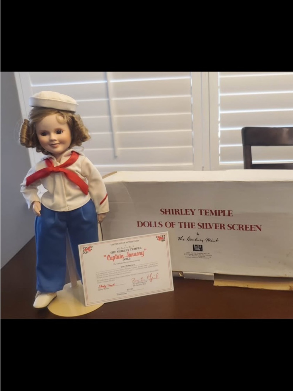 Shirley Temple “Captain January” Porcelain Doll Danbury Mint w Box